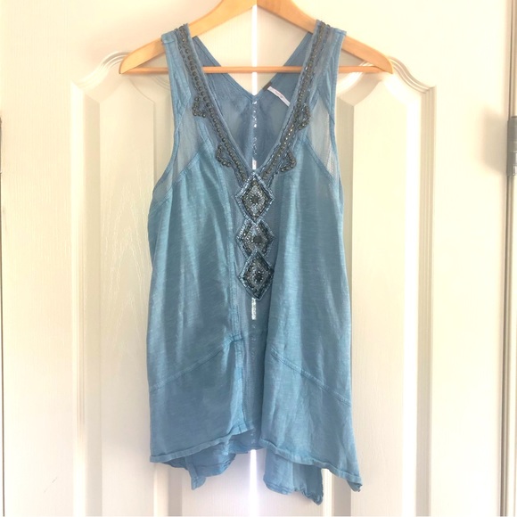 Free People | Beaded Mesh Tank Top - Picture 1 of 8